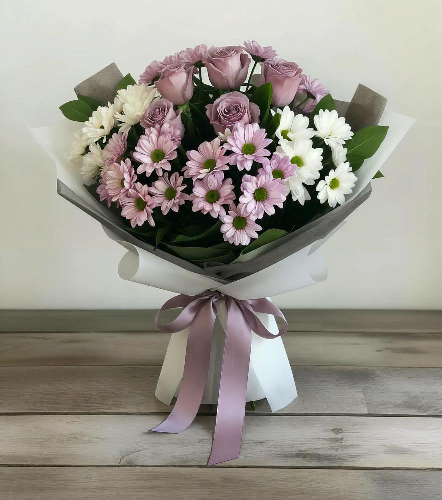 Букет цветов из: Хризантемы и Розы в Немане