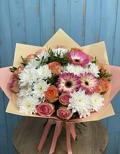 Букет цветов из:  Розы, Герберы и Хризантемы в Немане