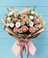 Букет цветов из:  Розы, Альстромерии и Лизиантусы в Немане