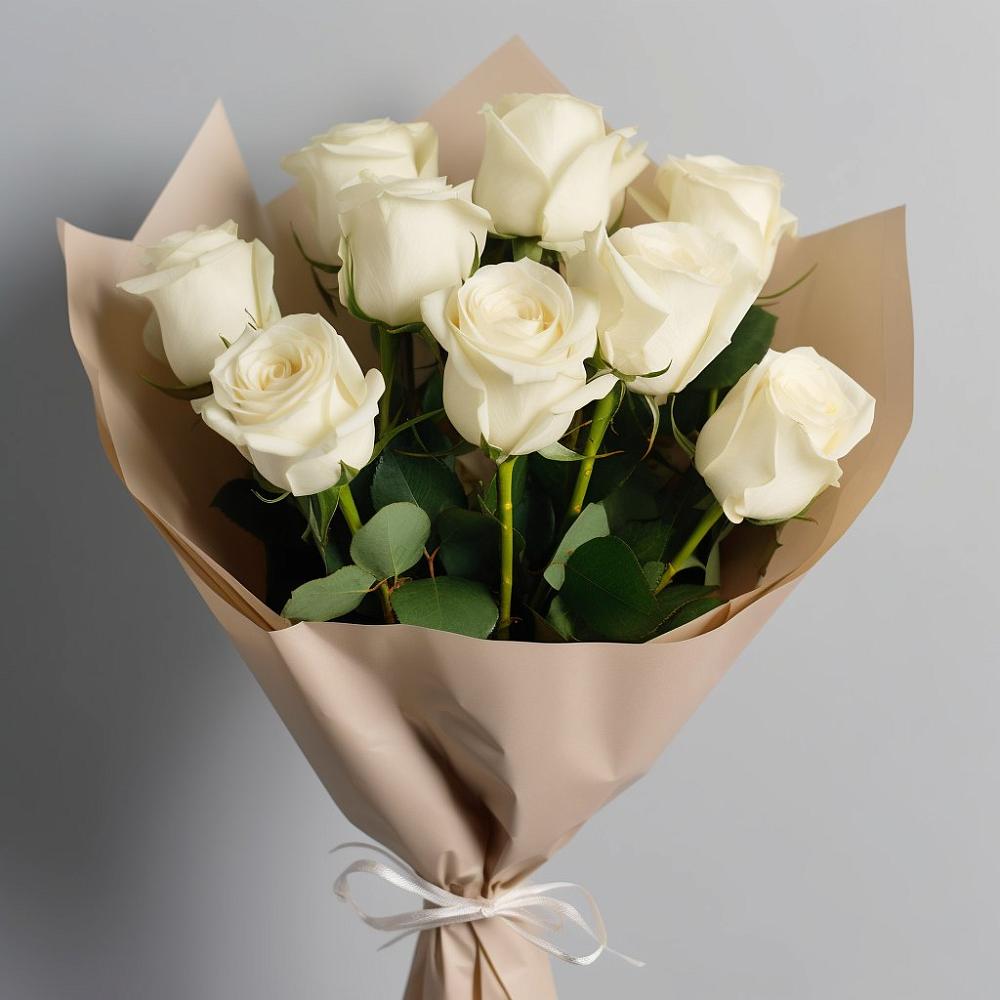 Букет 9 Белых роз Эдлесс Лав в Немане