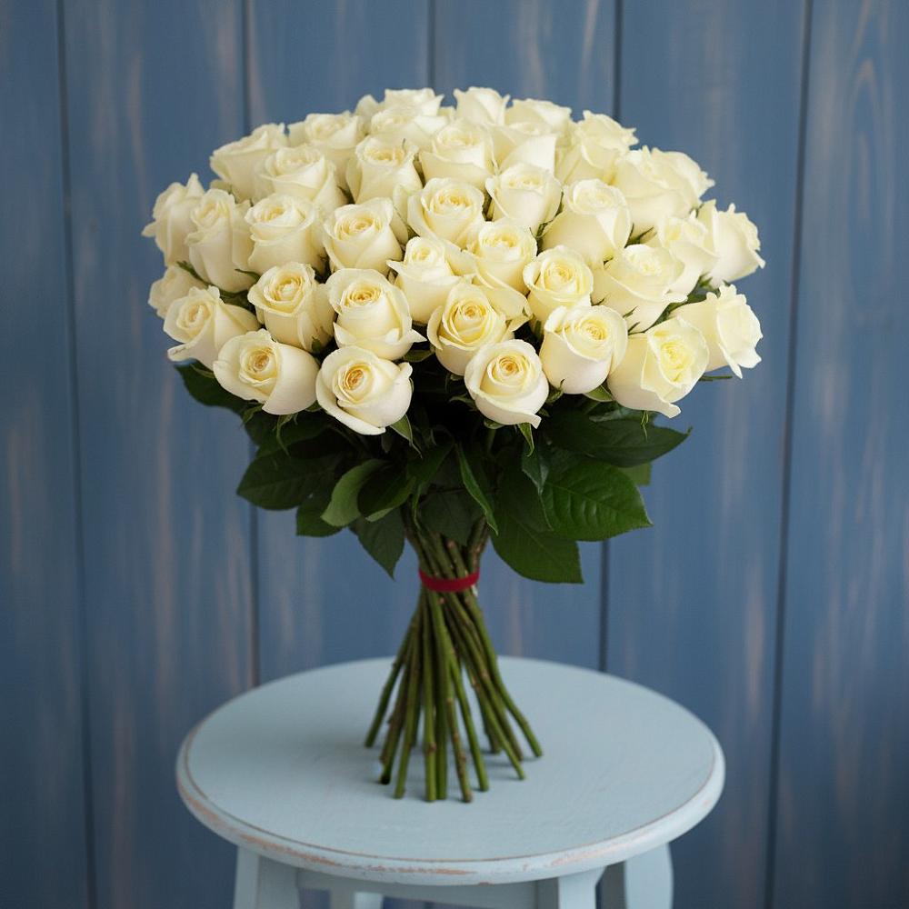 Букет 51 Белая роза Эдлесс Лав в Немане