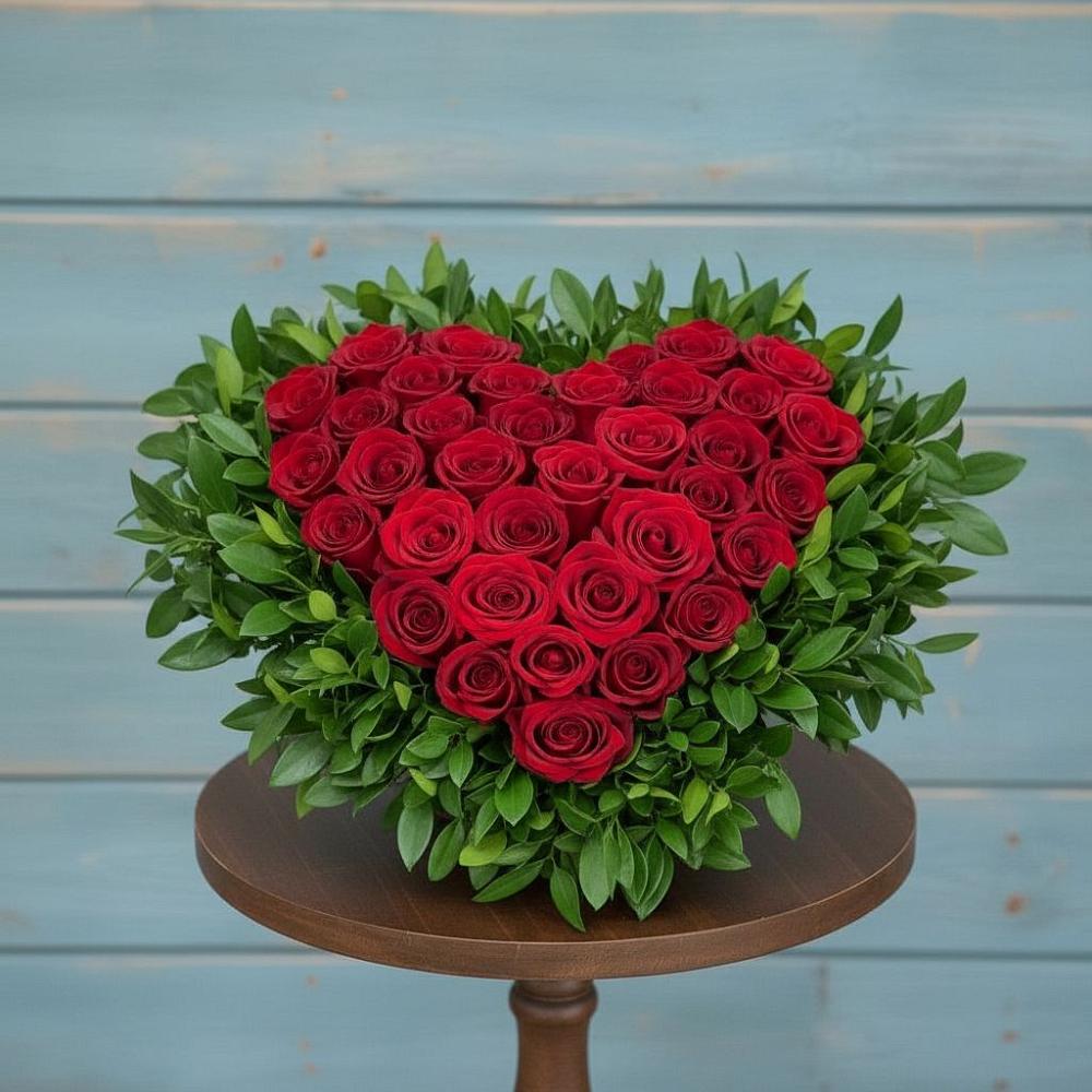 Цветочная композиция из Розы в виде сердца в Немане