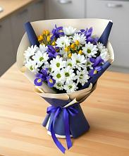 Букет цветов из:  Розы, Ирисы и Хризантемы #REPLACE_PRED# Немане